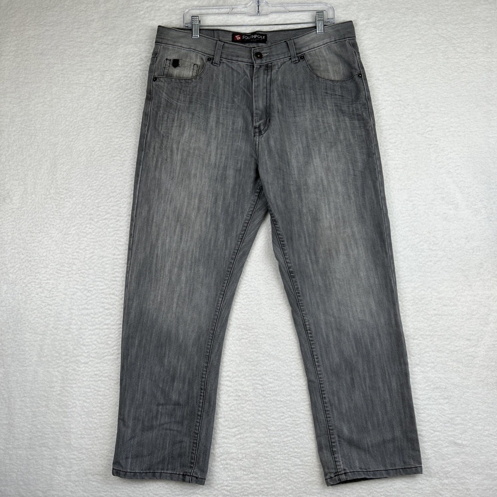 Southpole 6181 Straight Leg Loose Precision Cut Jeans Gray 38x30